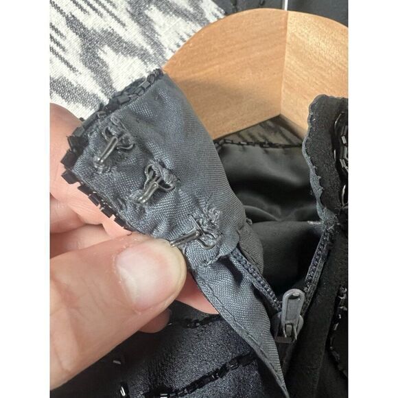 Vintage 80s 90s JMD Black Beaded Formal Dress Knee Sz M Gothic Wedding Prom.   K - Picture 4 of 6